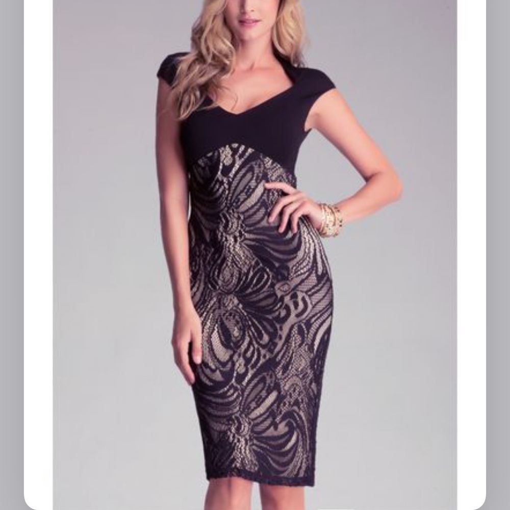 bebe Shelly Lace Midi Dress
